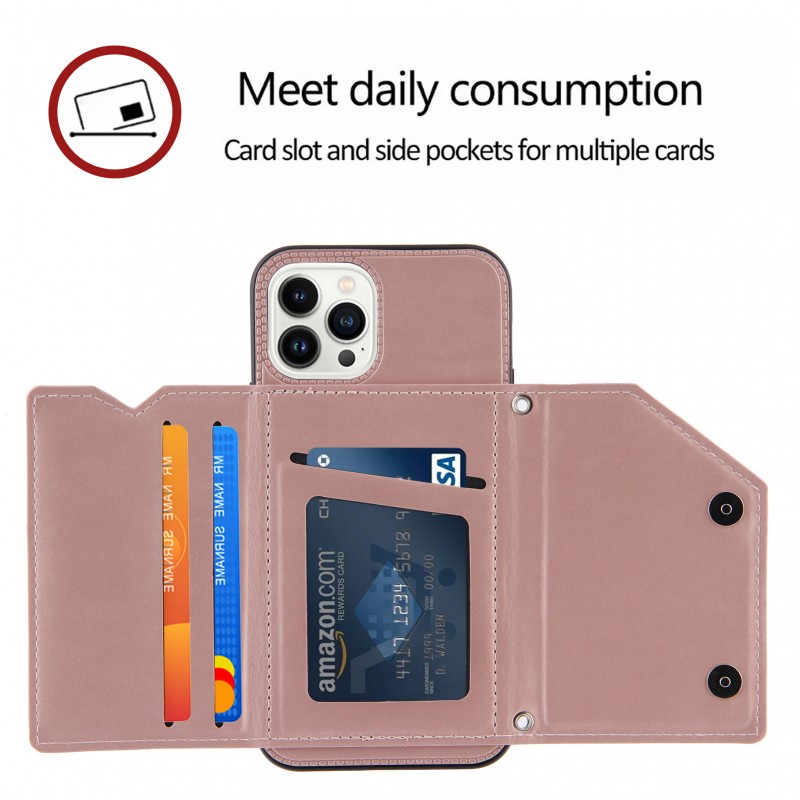 Skin-like Texture Leather Grain Phone Case with Crossbody and Card Slot